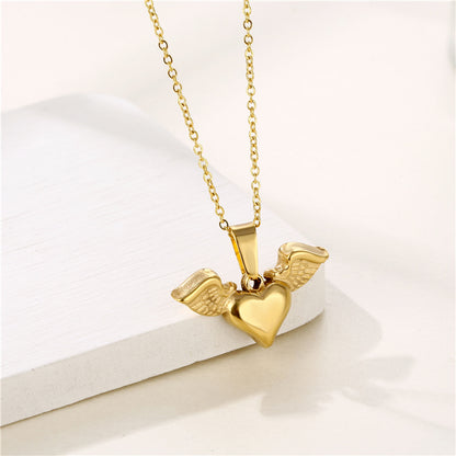 Shiny Rabbit Angel Snake Stainless Steel Titanium Steel Plating Inlay Zircon 18k Gold Plated Gold Plated Pendant Necklace