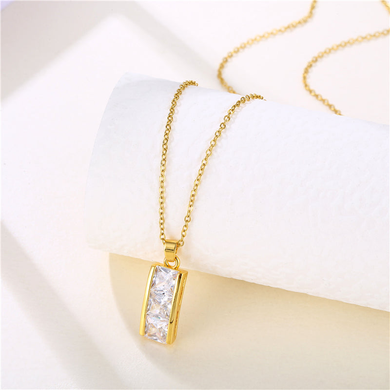 Shiny Rabbit Angel Snake Stainless Steel Titanium Steel Plating Inlay Zircon 18k Gold Plated Gold Plated Pendant Necklace