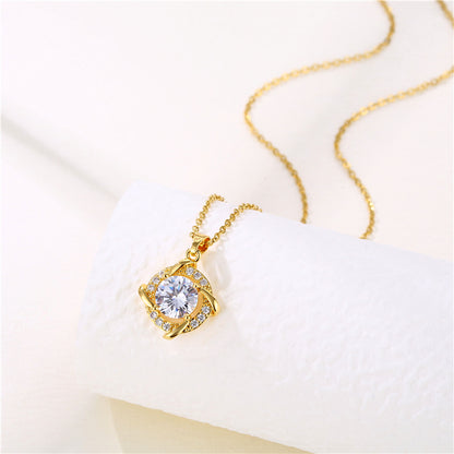 Shiny Rabbit Angel Snake Stainless Steel Titanium Steel Plating Inlay Zircon 18k Gold Plated Gold Plated Pendant Necklace