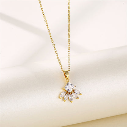 Shiny Rabbit Angel Snake Stainless Steel Titanium Steel Plating Inlay Zircon 18k Gold Plated Gold Plated Pendant Necklace