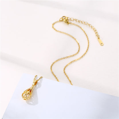 Shiny Rabbit Angel Snake Stainless Steel Titanium Steel Plating Inlay Zircon 18k Gold Plated Gold Plated Pendant Necklace