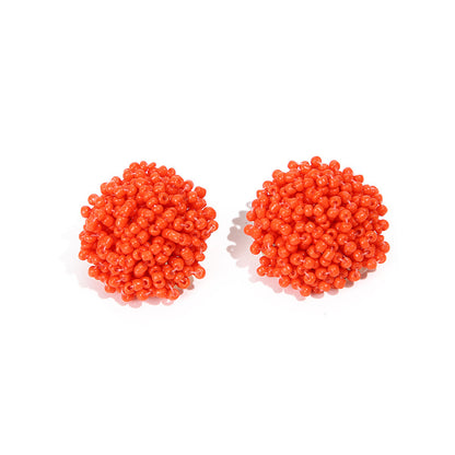 1 Pair Ethnic Style Solid Color Alloy Seed Bead Beaded Women'S Ear Studs