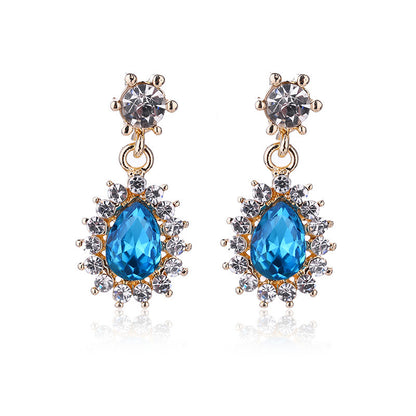 1 Pair Lady Flower Alloy Inlay Artificial Gemstones Women's Drop Earrings