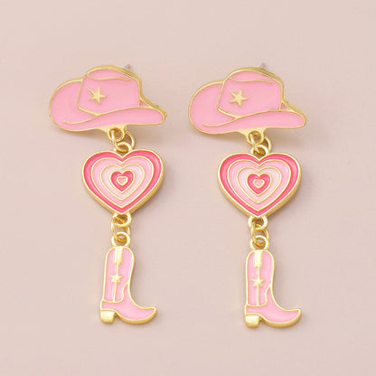 1 Pair Simple Style Heart Shape Alloy Enamel Women's Drop Earrings