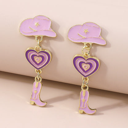 1 Pair Simple Style Heart Shape Alloy Enamel Women's Drop Earrings