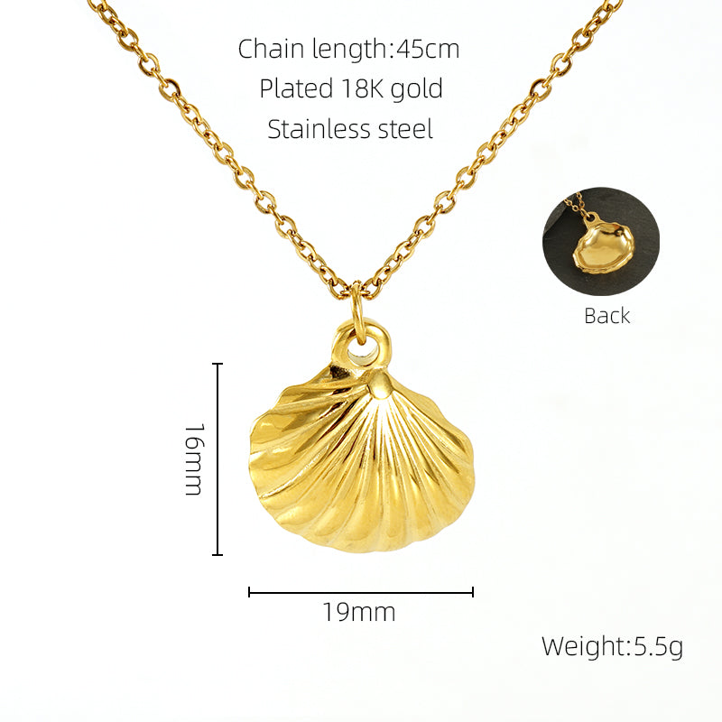 Vacation Modern Style Fruit Rose Shell Stainless Steel Plating 18k Gold Plated Pendant Necklace Long Necklace