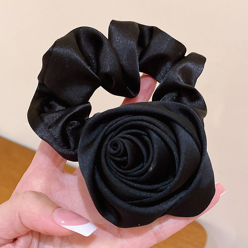 Elegant Lady Solid Color Flower Cloth Hair Tie