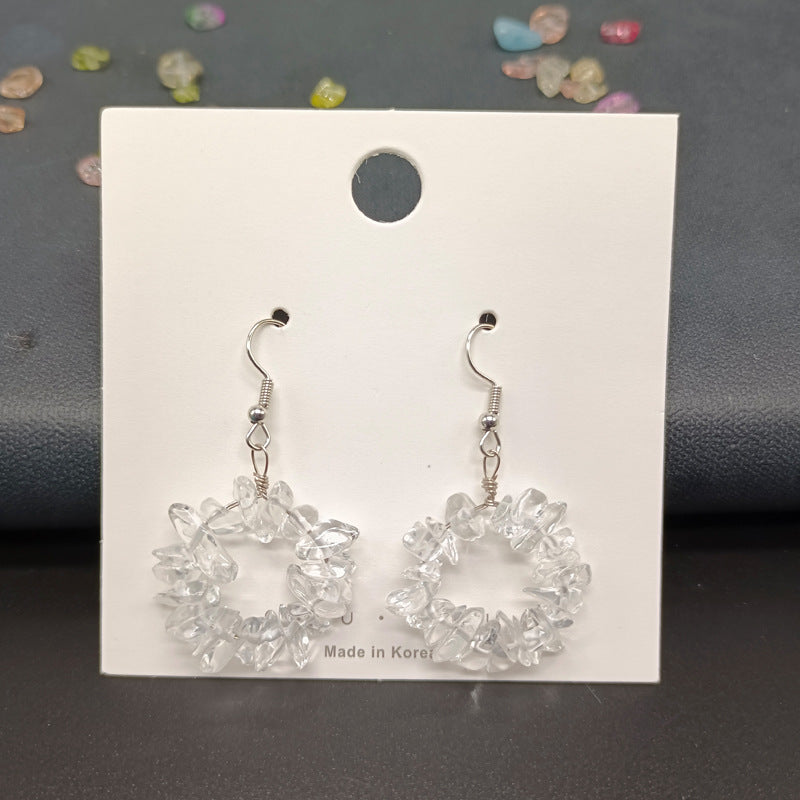 1 Pair Casual Irregular Crystal Beaded Drop Earrings