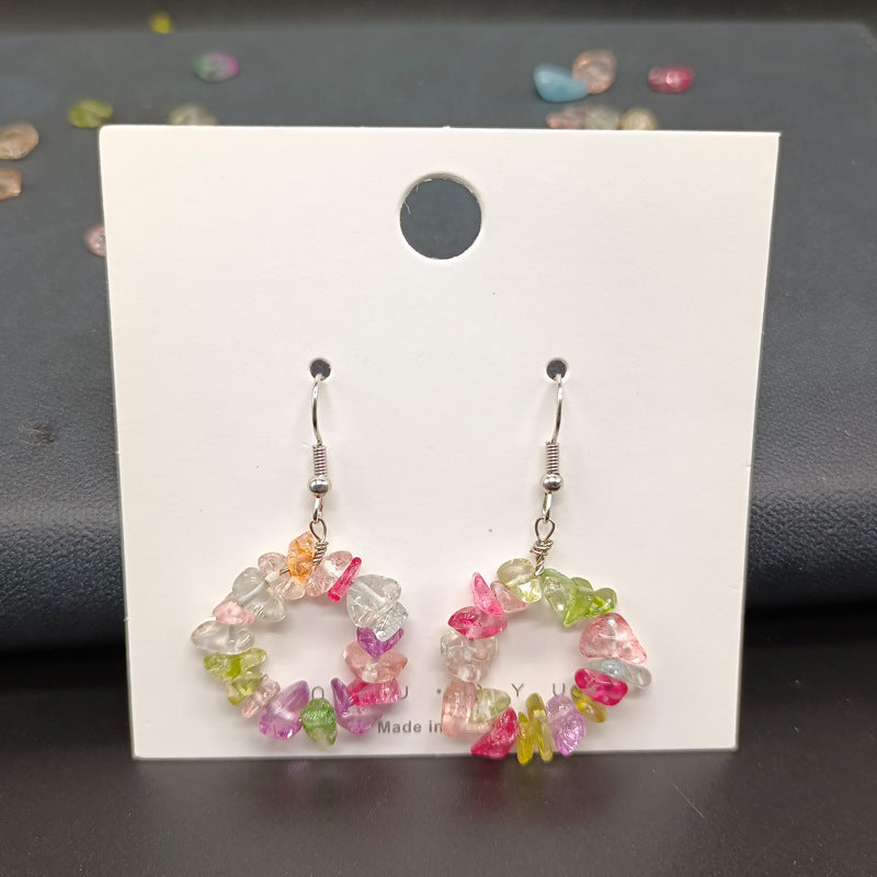 1 Pair Casual Irregular Crystal Beaded Drop Earrings