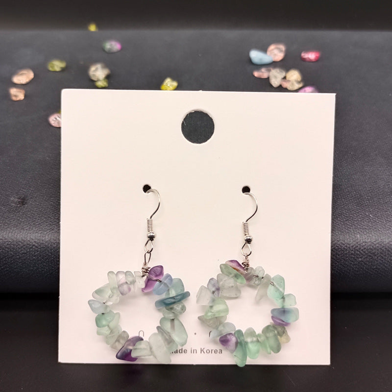 1 Pair Casual Irregular Crystal Beaded Drop Earrings