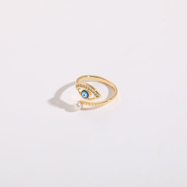 Simple Style Devil's Eye Copper Plating Inlay Zircon 14k Gold Plated Rings