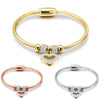 1 Piece Retro Heart Shape Titanium Steel Inlay Artificial Gemstones Bangle