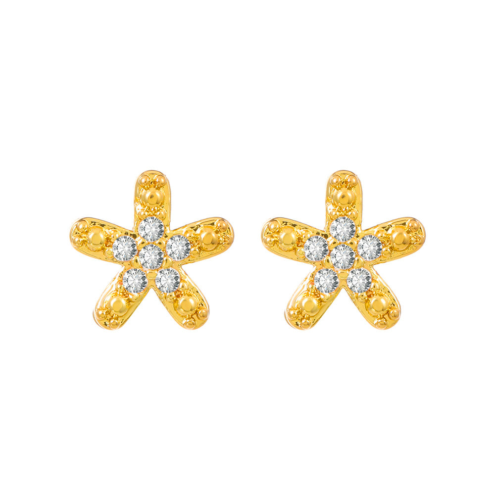 1 Pair Simple Style Flower Copper Plating Inlay Crystal Rhinestones Zircon 18k Gold Plated Gold Plated Silver Plated Earrings Ear Studs