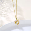 Copper 18K Gold Plated Artistic Plating Inlay House Teapot Butterfly Zircon Pendant Necklace