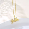 Copper 18K Gold Plated Artistic Plating Inlay House Teapot Butterfly Zircon Pendant Necklace