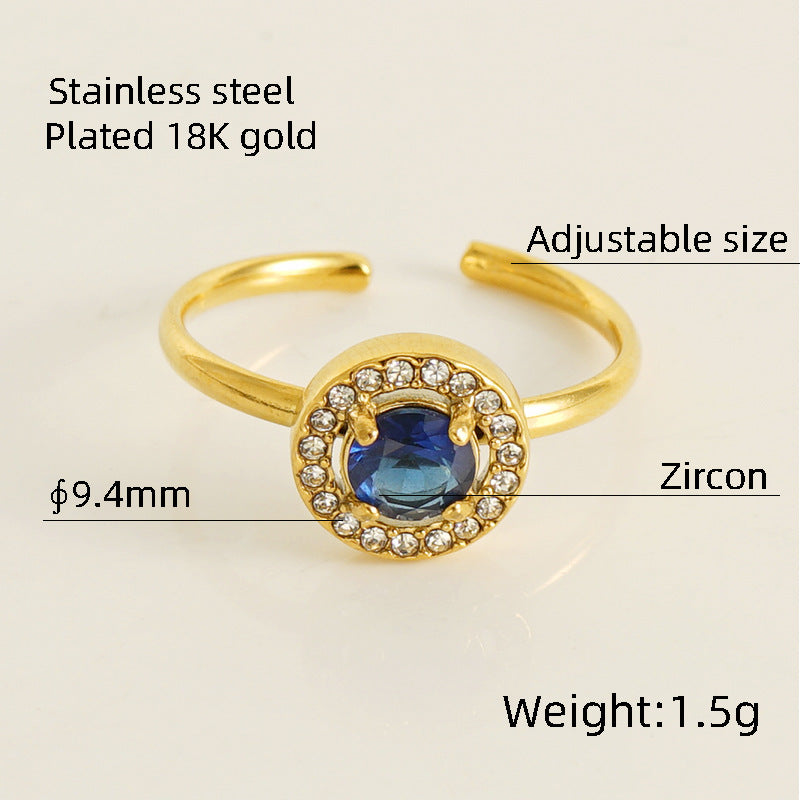 Titanium Steel Simple Style Classic Style Inlay Water Droplets Heart Shape Rhombus Zircon Rings