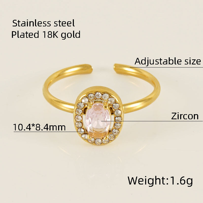 Titanium Steel Simple Style Classic Style Inlay Water Droplets Heart Shape Rhombus Zircon Rings