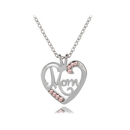 1 Piece Mama Simple Style Letter Moon Heart Shape Alloy Copper Plating Inlay Artificial Rhinestones Artificial Diamond Rose Gold Plated Gold Plated Silver Plated Pendant Necklace