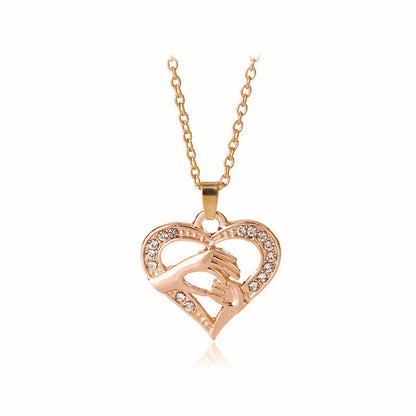 1 Piece Mama Simple Style Letter Moon Heart Shape Alloy Copper Plating Inlay Artificial Rhinestones Artificial Diamond Rose Gold Plated Gold Plated Silver Plated Pendant Necklace