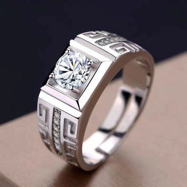 Simple Style Solid Color Metal Plating Inlay Zircon White Gold Plated Couple Open Ring