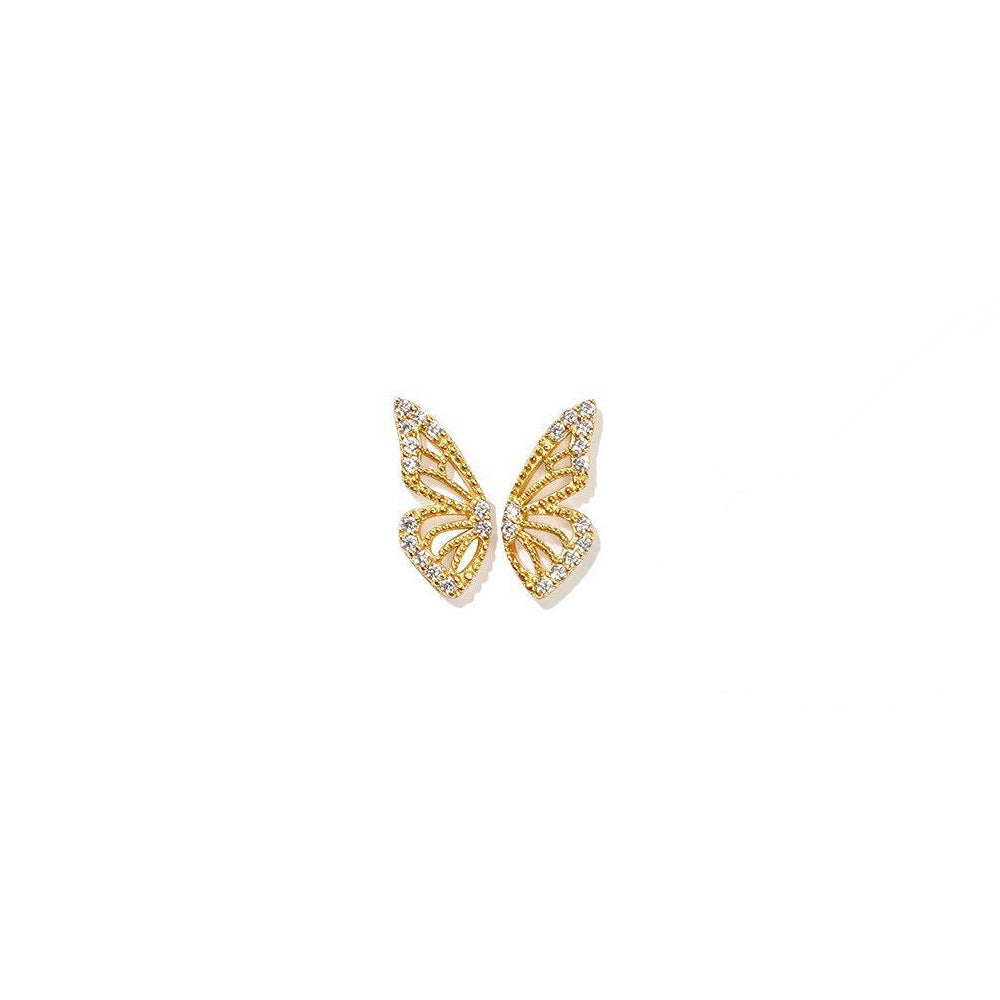 Simple Style Butterfly Copper Inlay Zircon Ear Studs 1 Pair