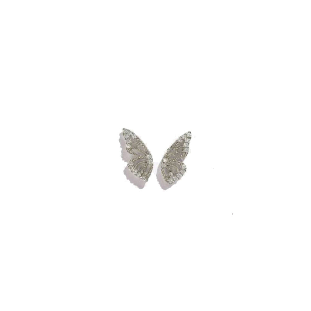 Simple Style Butterfly Copper Inlay Zircon Ear Studs 1 Pair