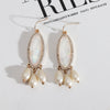 1 Pair Casual Water Droplets Leopard Alloy Pearl Plating Inlay Rhinestones Shell Women's Drop Earrings