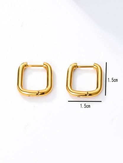 Wholesale 1 Pair Casual Square Stainless Steel 18k Gold Plated Hoop Earrings