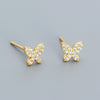 1 Pair Simple Style Butterfly Sterling Silver Plating Inlay Ear Studs