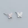 1 Pair Simple Style Butterfly Sterling Silver Plating Inlay Ear Studs