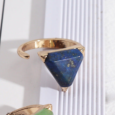 Vacation Triangle Alloy Inlay Natural Stone Rings