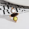 Vintage Style Geometric Alloy Inlay Natural Stone Rings