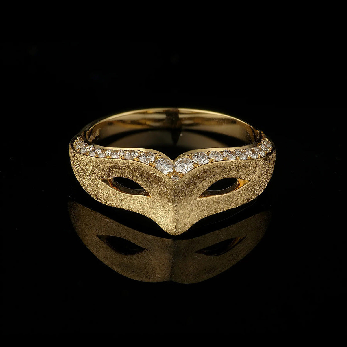 1 Piece Retro Mask Copper Plating Inlay Zircon Rings