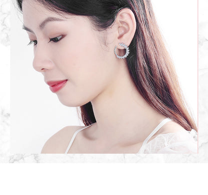 1 Pair Simple Style Shiny Leaf Inlay Copper Zircon Ear Studs