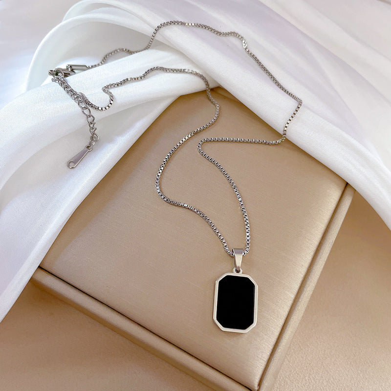 Simple Style Square Titanium Steel Plating Pendant Necklace