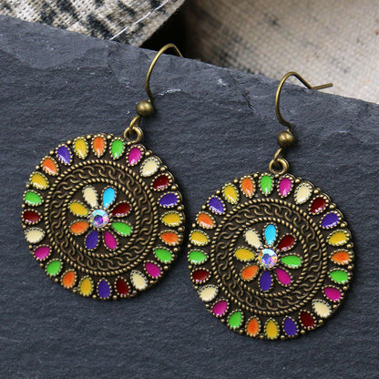 Wholesale Jewelry 1 Pair Bohemian Geometric Alloy Turquoise Drop Earrings