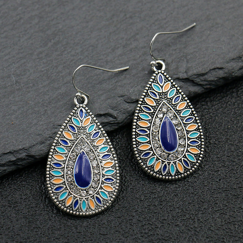 Wholesale Jewelry 1 Pair Bohemian Geometric Alloy Turquoise Drop Earrings