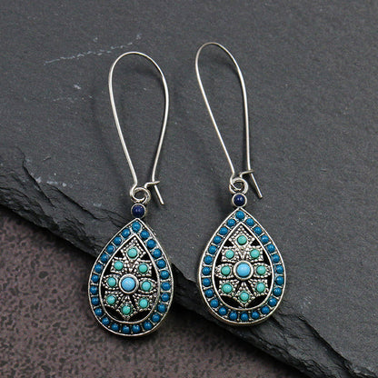 Wholesale Jewelry 1 Pair Bohemian Geometric Alloy Turquoise Drop Earrings