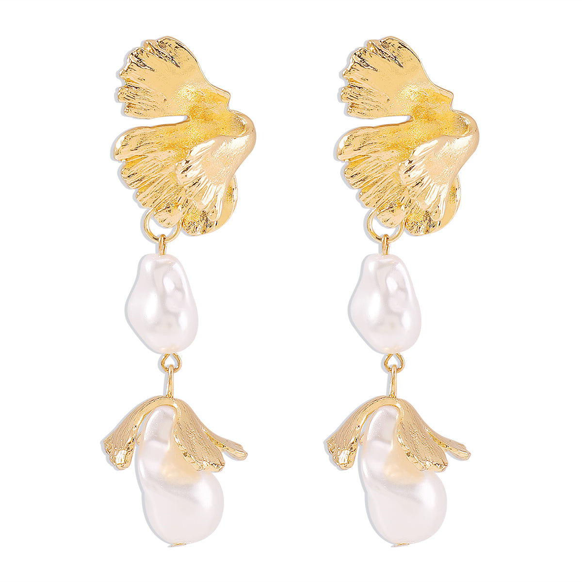 Wholesale Jewelry 1 Pair Simple Style Leaves Imitation Pearl Alloy Drop Earrings