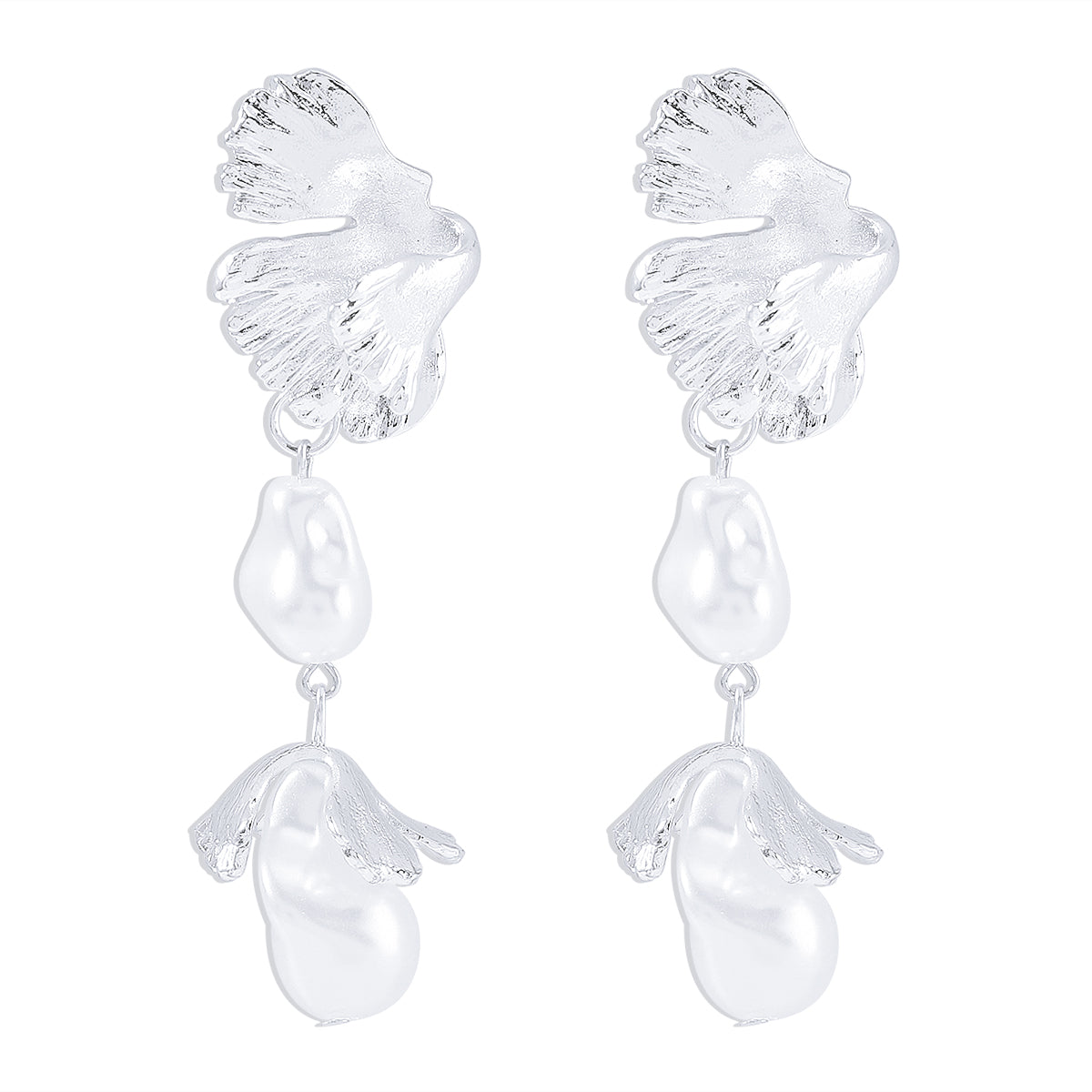 Wholesale Jewelry 1 Pair Simple Style Leaves Imitation Pearl Alloy Drop Earrings