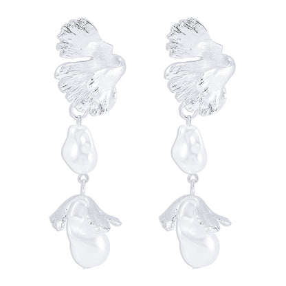 Wholesale Jewelry 1 Pair Simple Style Leaves Imitation Pearl Alloy Drop Earrings