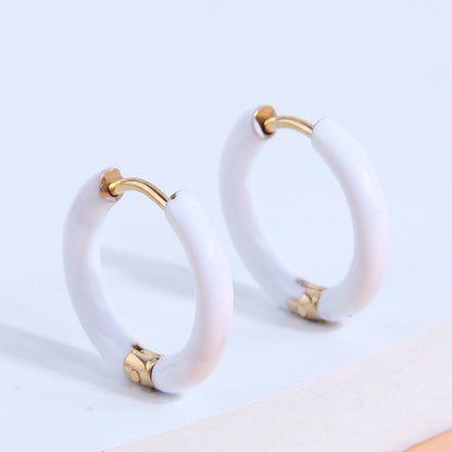 1 Pair Simple Style Triangle Circle Heart Shape Stainless Steel Hoop Earrings