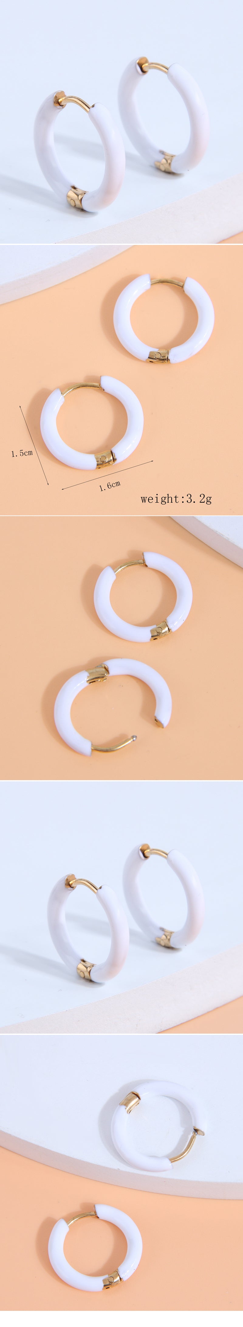 1 Pair Simple Style Round Stainless Steel Hoop Earrings