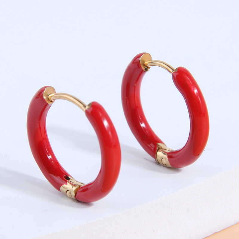 1 Pair Simple Style Round Stainless Steel Hoop Earrings