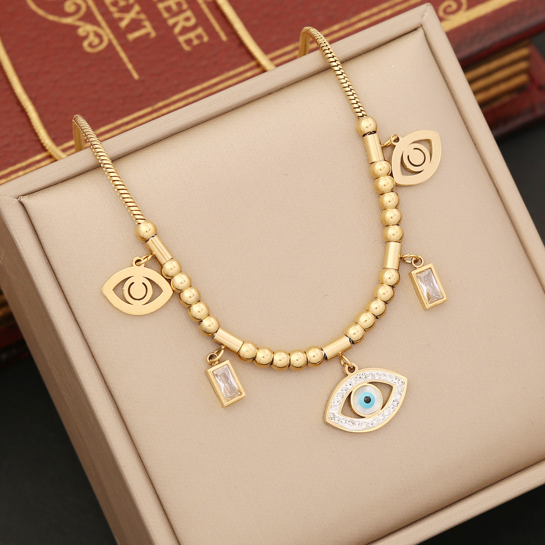 Wholesale Ins Style Eye Stainless Steel Zircon Bracelets Earrings Necklace