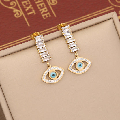 Wholesale Ins Style Eye Stainless Steel Zircon Bracelets Earrings Necklace