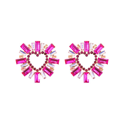 Wholesale Jewelry 1 Pair Glam Heart Shape Alloy Artificial Gemstones Ear Studs