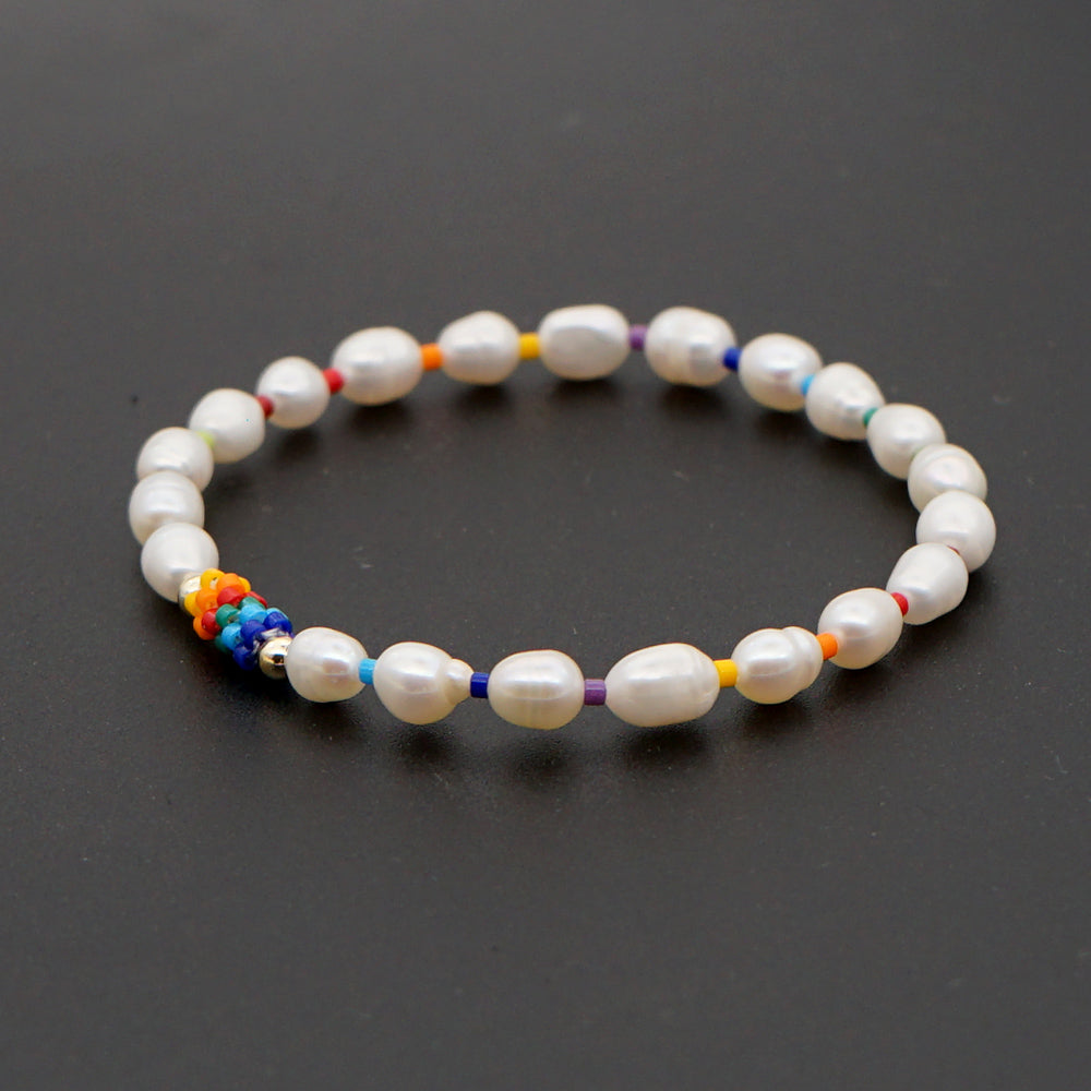 Simple Style Round Freshwater Pearl Beaded Bracelets