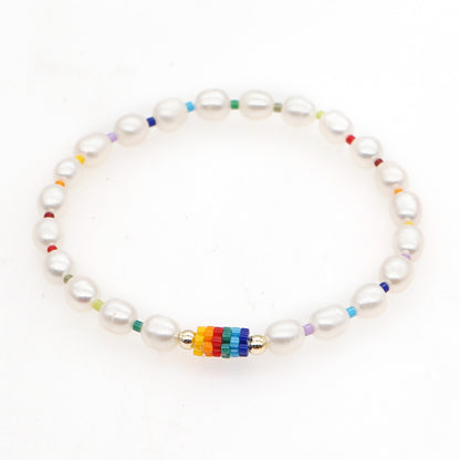 Simple Style Round Freshwater Pearl Beaded Bracelets