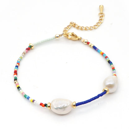 Simple Style Round Freshwater Pearl Beaded Bracelets